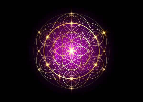 Zaad Van Het Levenssymbool Heilige Geometrie Geometrische Mystieke Mandala Van — Stockvector