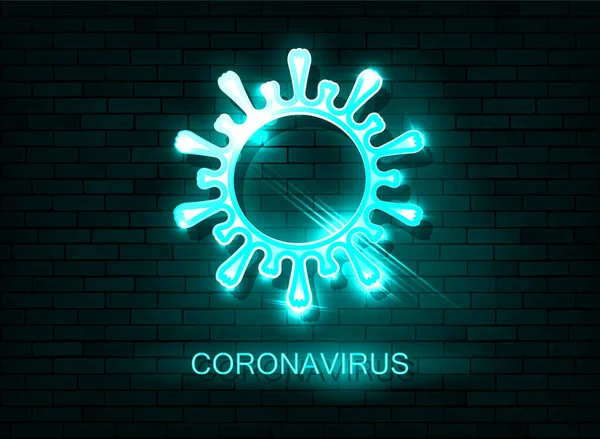 Coronavirus Neon Icon 2019 Ncov Novel Coronavirus Concept Resposible Asian — Stock Vector