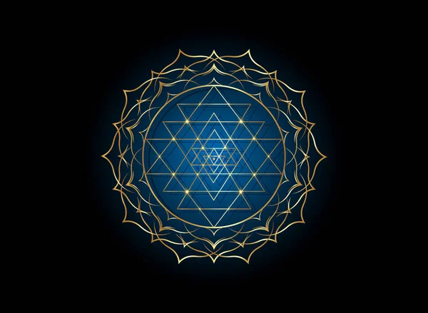 Mandala Místico Sri Yantra Para Diseño Geometría Sagrada Dorada Símbolo — Vector de stock