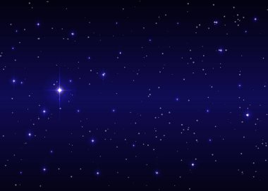 Koyu mavi yıldızlı gökyüzüne karşı büyük parlak bir yıldız arkaplanı. Gökyüzündeki en parlak yıldız Sirius, vektör çizimi