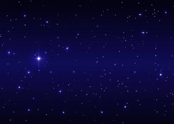 Grande Fundo Estrela Brilhante Contra Céu Escuro Estrelado Noite Azul — Vetor de Stock