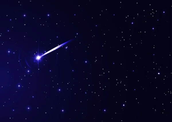 Падающая Звезда Фоне Темно Синего Звездного Ночного Неба Ярчайшая Звезда — стоковый вектор