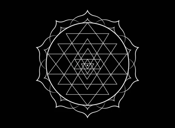 Mystieke Mandala Van Sri Yantra Voor Ontwerp Witte Heilige Geometrie — Stockvector