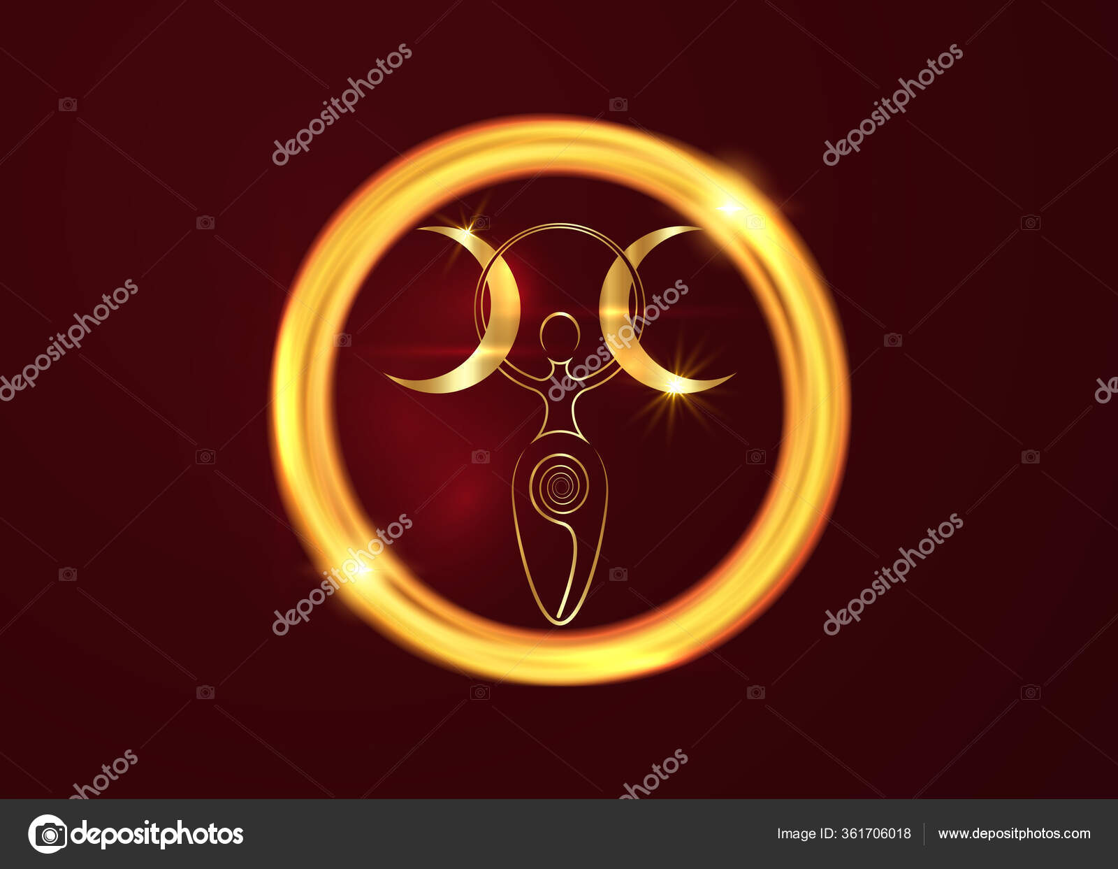 Gold Spiral Goddess Fertility Triple Moon Wiccan Spiral Cycle Life Stock Vector by ©robin_ph 361706018 photo