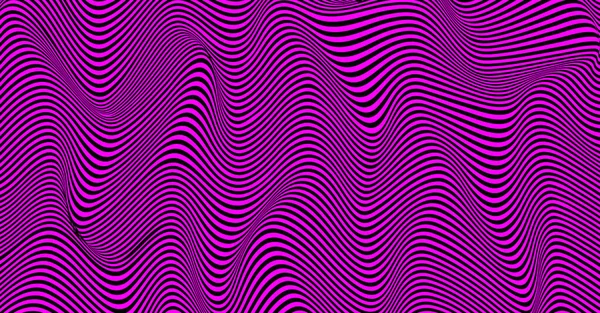 Psychedelische Linien Abstraktes Muster Textur Mit Gewellten Geschwungenen Streifen Rosa — Stockvektor