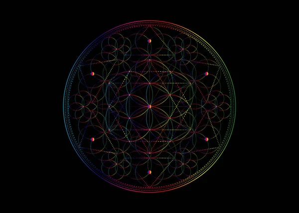 Semena Života Symbol Posvátné Geometrie Geometrická Mystická Mandala Alchymie Esoterický — Stockový vektor