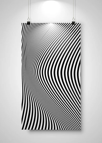 Affichage Bannière Rayée Avec Clip Accroché Mur Modèle Publicité Stand — Image vectorielle