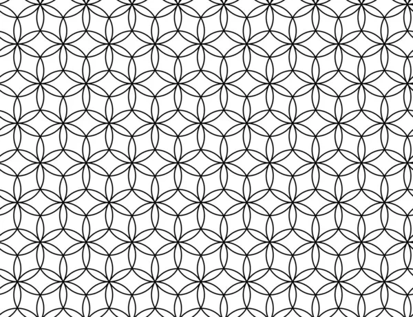 Seamless Seed of life symbol background, Sacred Geometry. Geometric mystic mandala of alchemy esoteric Flower of Life in line art. Vector black and white textile design, abstract texture graphic print