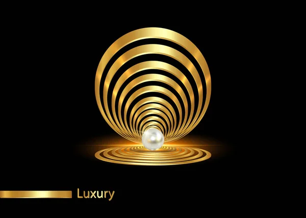 Złota Skorupa Perłowym Logo Luksusowe Złoto Twórcza Inspiracja Projektowania Logo — Wektor stockowy