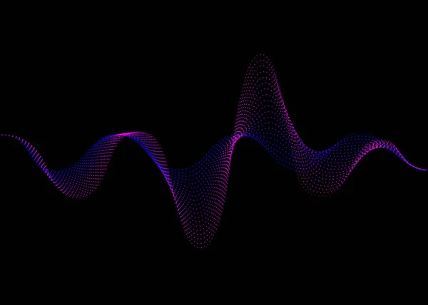 声波节奏背景 蓝色和紫色数字声波均衡器 技术和地震波概念 音乐行业设计 在黑色上孤立的病媒 — 图库矢量图片