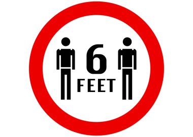 Sosyal Mesafe Simgesi Vektör İllüstrasyonu beyaz arkaplanda izole edildi. İnsanlar arasındaki mesafe 1,80 metre.