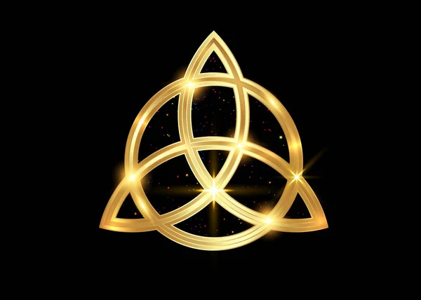 Triquetra Geometrik Logosu Altın Üçlemeci Düğümü Wiccan Koruma Sembolü Vektör — Stok Vektör