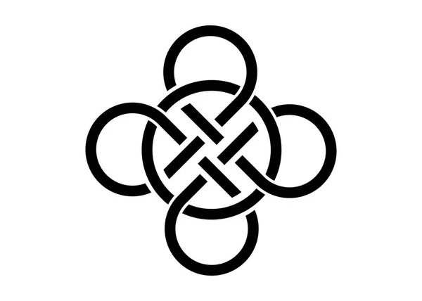 Nudo Celta Logo Círculos Entrelazados Tatuaje Vectorial Aislado Sobre Fondo — Vector de stock