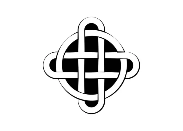 Nudo Celta Logotipo Círculos Entrelazados Tatuaje Vectorial Dibujado Mano Aislado — Vector de stock
