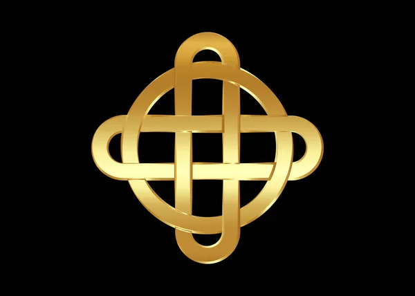 Guld Celtic Knut Sammankopplade Cirklar Logotyp Gyllene Lyx Vektor Emblem — Stock vektor