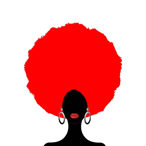 Portré Afrikai Sziluett Sötét Bőr Női Arc Afro Göndör Haj — Stock Vector