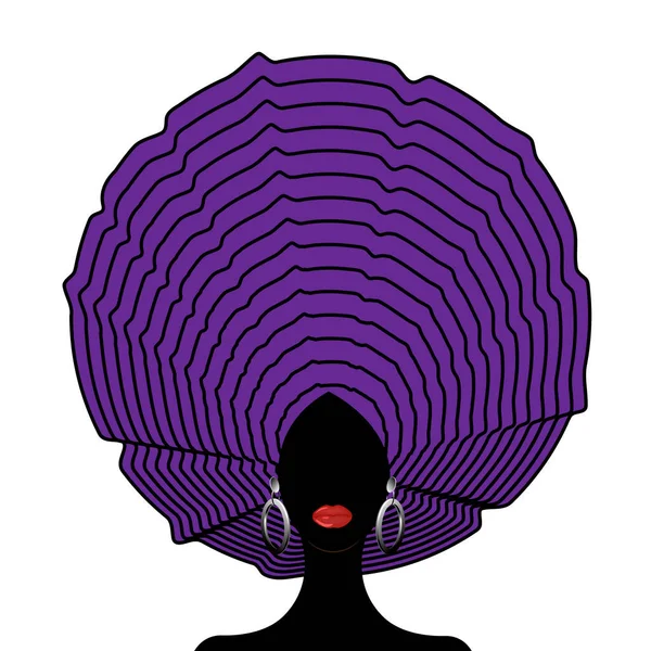 African Wedding Head Wraps Beauté Afro Portrait Jeune Femme Noire — Image vectorielle