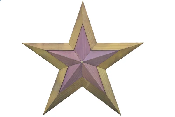 Golden Christmas Star isolado em fundo branco. Top View Close-Up Gold Star renderiza isolado no caminho branco e recorte — Fotografia de Stock