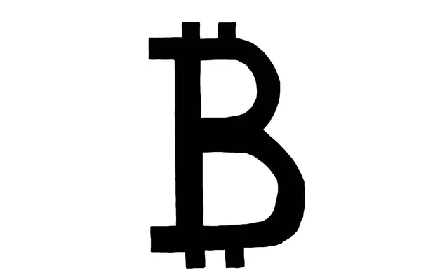 Bitcoin šifrovací měna mince blockchain plochý logo. Zablokování řetězu bitcoin nálepka pro web nebo tisk. — Stock fotografie