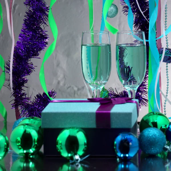 New Year's Eve celebracja tło z szampanem — Zdjęcie stockowe