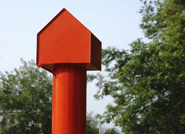 Icon "red house" from a pipe — Stock Photo, Image