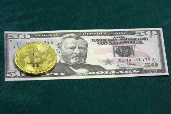 Χρυσό bitcoin για μας δολάρια από κοντά. — Φωτογραφία Αρχείου