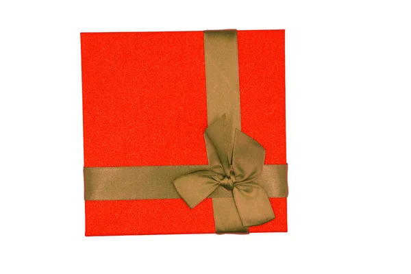 Natal caixa de presente vermelho isolado no fundo branco — Fotografia de Stock