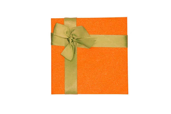 Oranžový dar úhel izolovaných součástí ořezové cesty — Stock fotografie