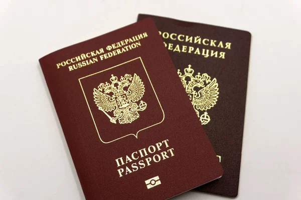 Two passports . Plan your trip. The family immigrated. Stock Photo