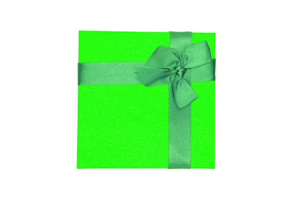 Caja de regalo con lazo de cinta roja — Foto de Stock