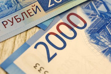 Banknot iki bin ruble. En düşük rub 2000. Papermoney, nakit .