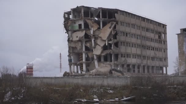 Demolição Casa Demolição Antigo Edifício — Vídeo de Stock