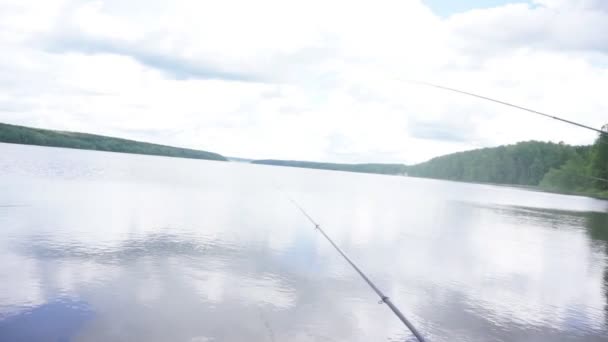 Stången Vatten Damm Fisherman Verktyg Sjön Fiske Hobby — Stockvideo