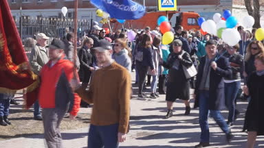 Rusya - BEREZNIKI üzerinde 1 Mayıs 2018 Festivali kutlamaları için geçit başında .