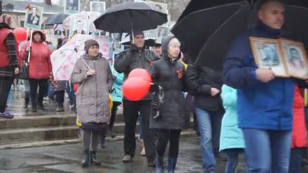 Berezniki Rusko Května 2018 Immortal Regiment Den Vítězství — Stock video