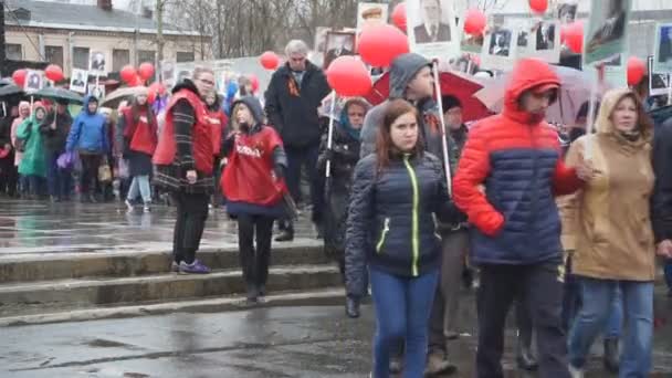 Russia Berezniki Maggio 2018 Gente Partecipa Una Manifestazione Commemorativa Del — Video Stock