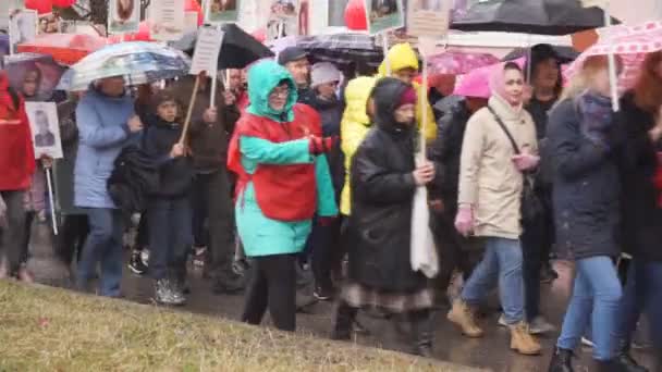 Berezniki Rosja Maja 2018 Dzień Zwycięstwa Marsz Nieśmiertelny Pułku Wiele — Wideo stockowe