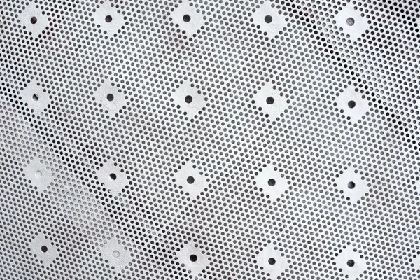 Blue perforated steel plate for background, Iron blue perforated sheet metal. — Stock Photo, Image