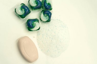 Beyaz toz yıkama closeup makro grenli desen