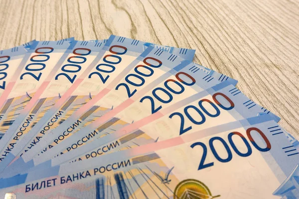 Russische Rubel Und Tausende Von Rubel — Stockfoto