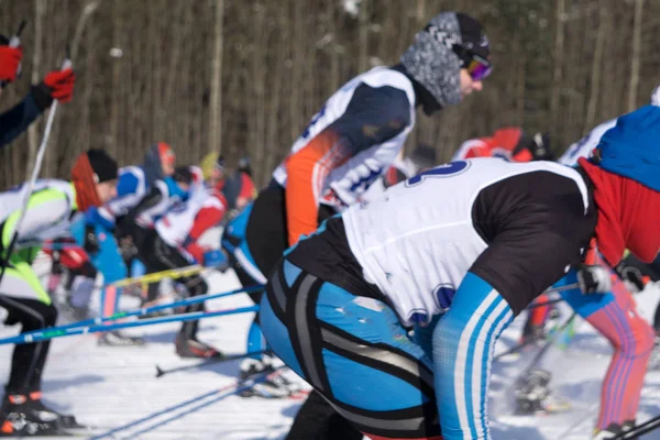 ストックホルムのクロスカントリー スキー マラソンのスタート直後後スキー マラソン大会は 離れたロシア ベレズニキ 2018 — ストック写真