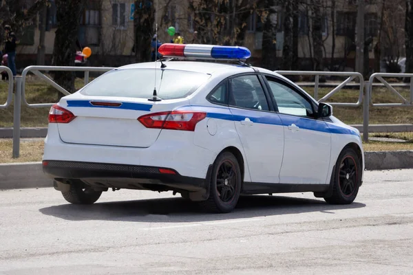 Carro Polícia Isolado Fundo Branco — Fotografia de Stock