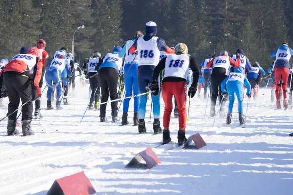 Tömeg Indul Női 5Km 5Km Skiathlon Téli Olimpián Alpensia Cross — Stock Fotó