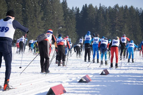 Competir Início Massa Skiathlon Masculino Nos Jogos Inverno Centro Esqui Fotos De Bancos De Imagens