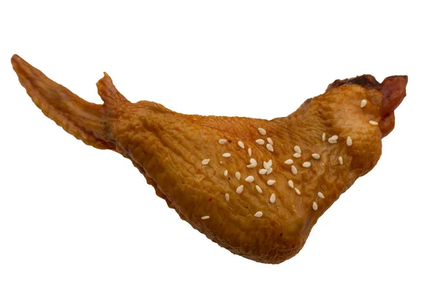 Tütsülenmiş Tavuk Kanadı Beyaz Arkaplanda Zole Edildi — Stok fotoğraf