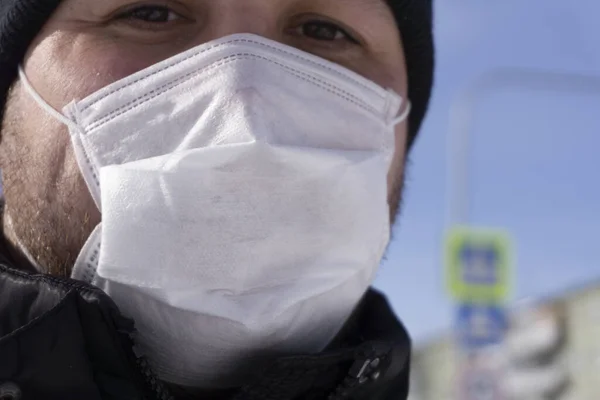 Boy Wearing Mask Protect Disease Because Get Infection Flu Unwell — 스톡 사진