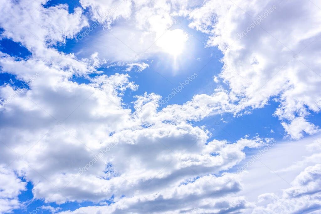Light blue sky with cirrus clouds, may be used as background