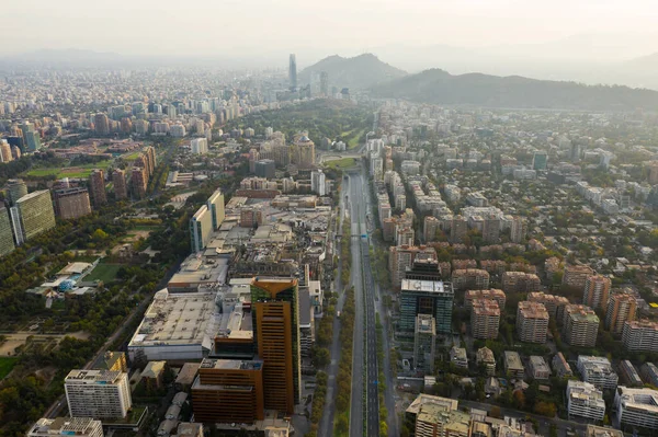 Vista Aérea Calles Vacías Durante Cuarentena Covid19 Santiago Chile — Foto de Stock