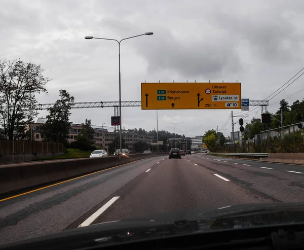 Oslo Norvegia Sull'autostrada fuori città verso Drammen sulla strada E18 — Foto Stock