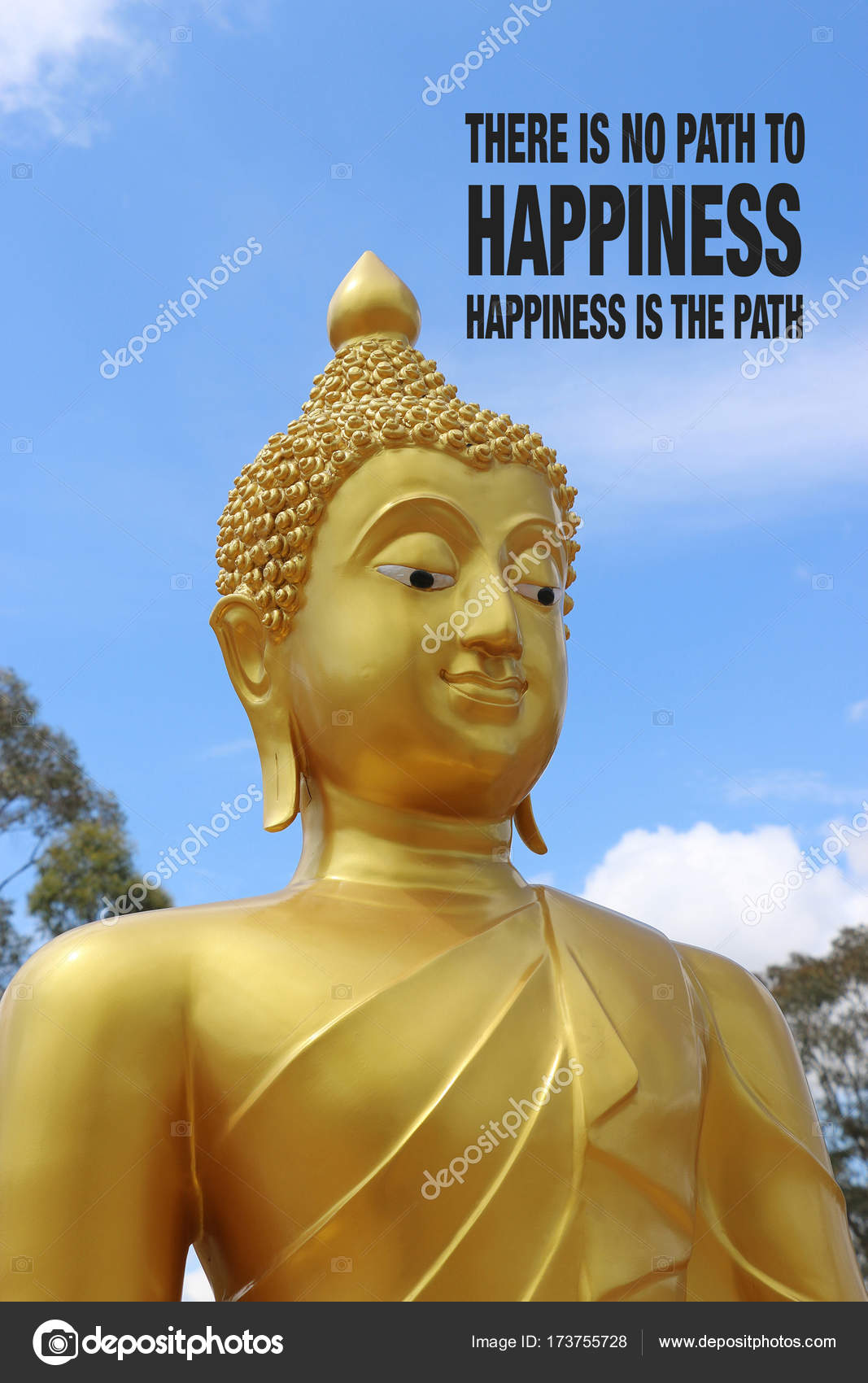 Goldene Buddha Statue Mit Bewölkten Blauen Himmel Und Das